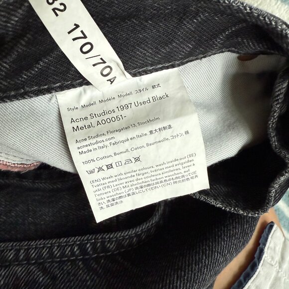 Acne Studios Blå Konst 1997 Used Black Metal Jeans 28 x 32 - Picture 10 of 10